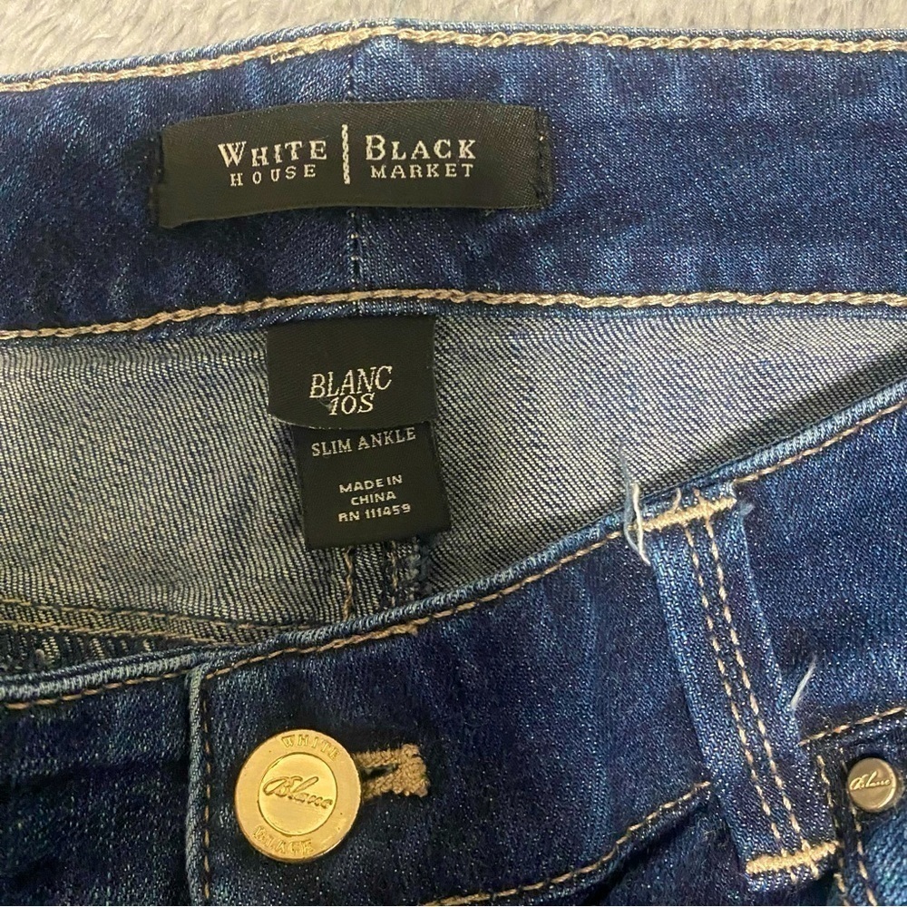 White House Black Market Blanc 10S Slim Ankle Dark Wash Jeans Feel Beautiful - Picture 3 of 13